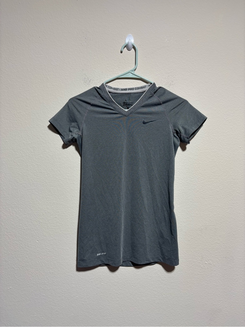 Nike Women’s Gray V-Neck Dri-FIT Short Sleeve Tee